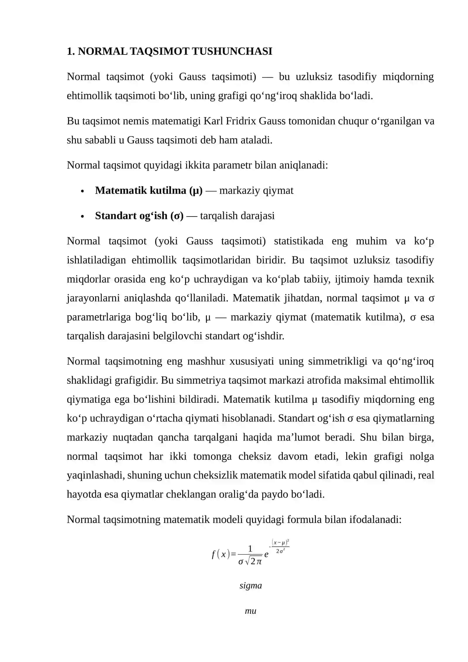 Normal Taqsimot va uning xususiyatlari 4