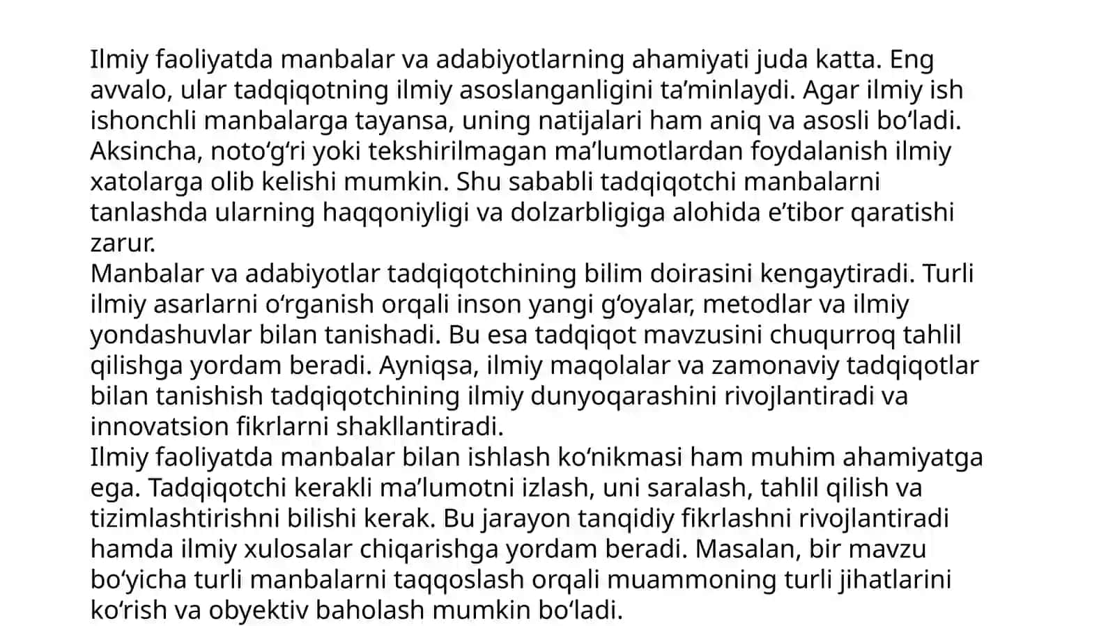 Manbalar va adabiyotlar bilan ishlash 4