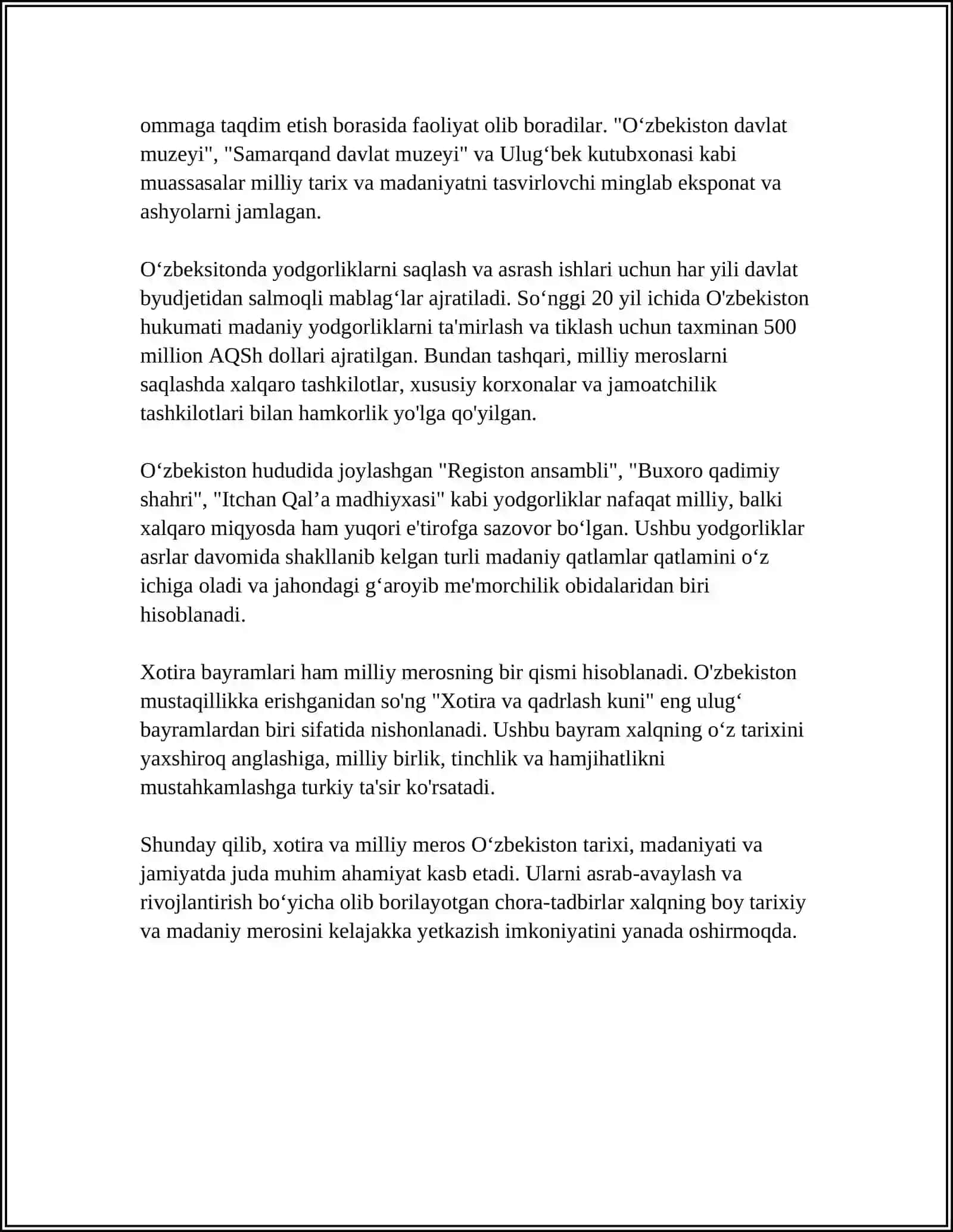 Xotira va milliy meros 4
