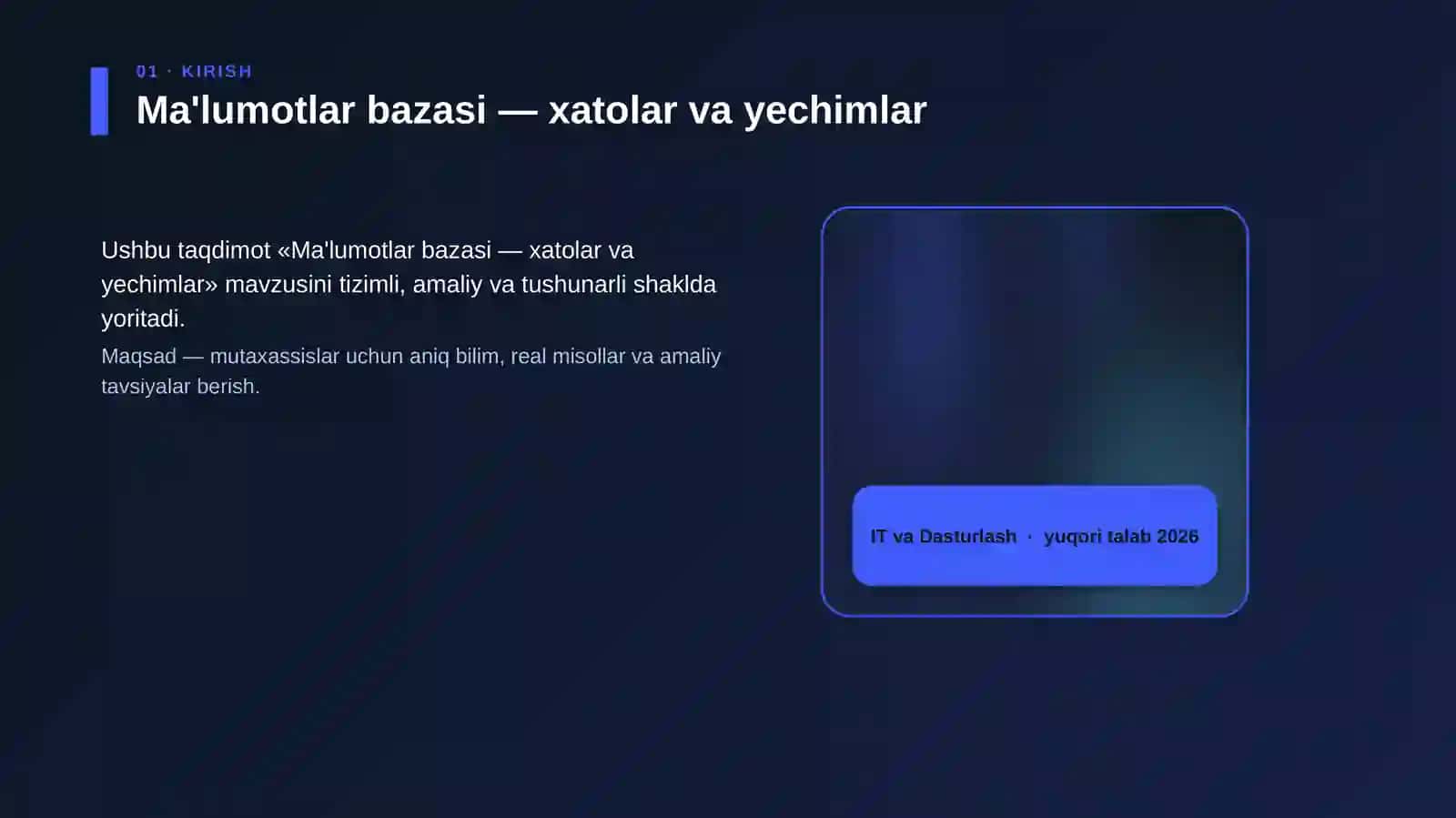 Ma'lumotlar bazasi — xatolar va yechimlar 4