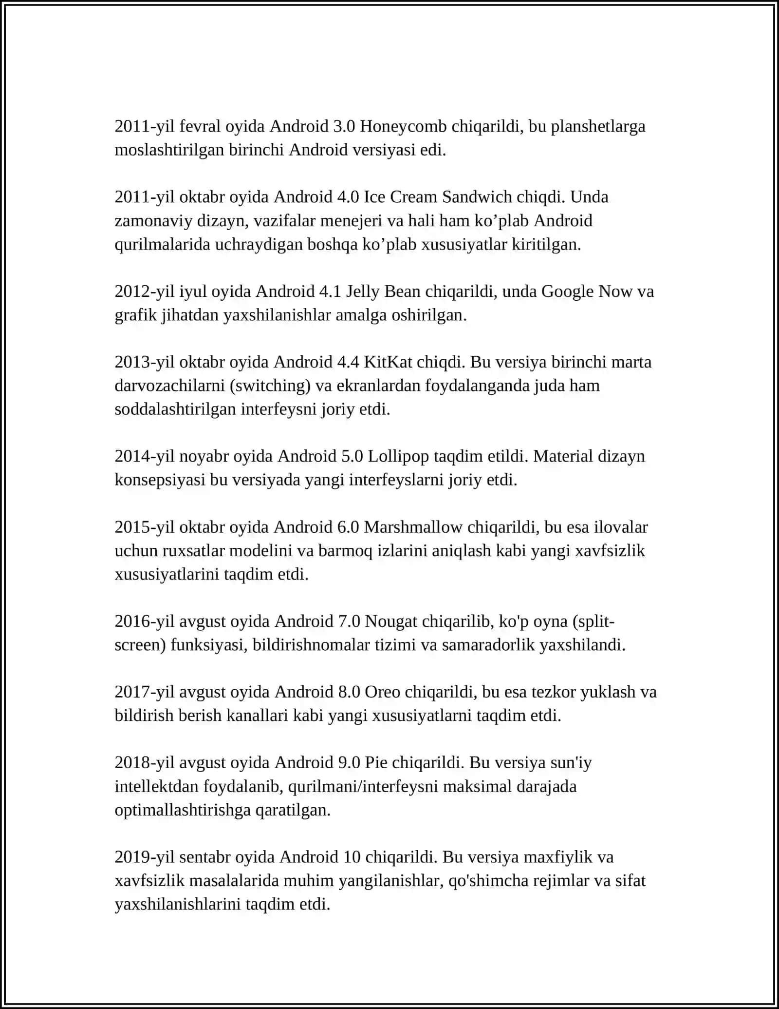 ANDROID MOBIL OPERATSION TIZIMI 4