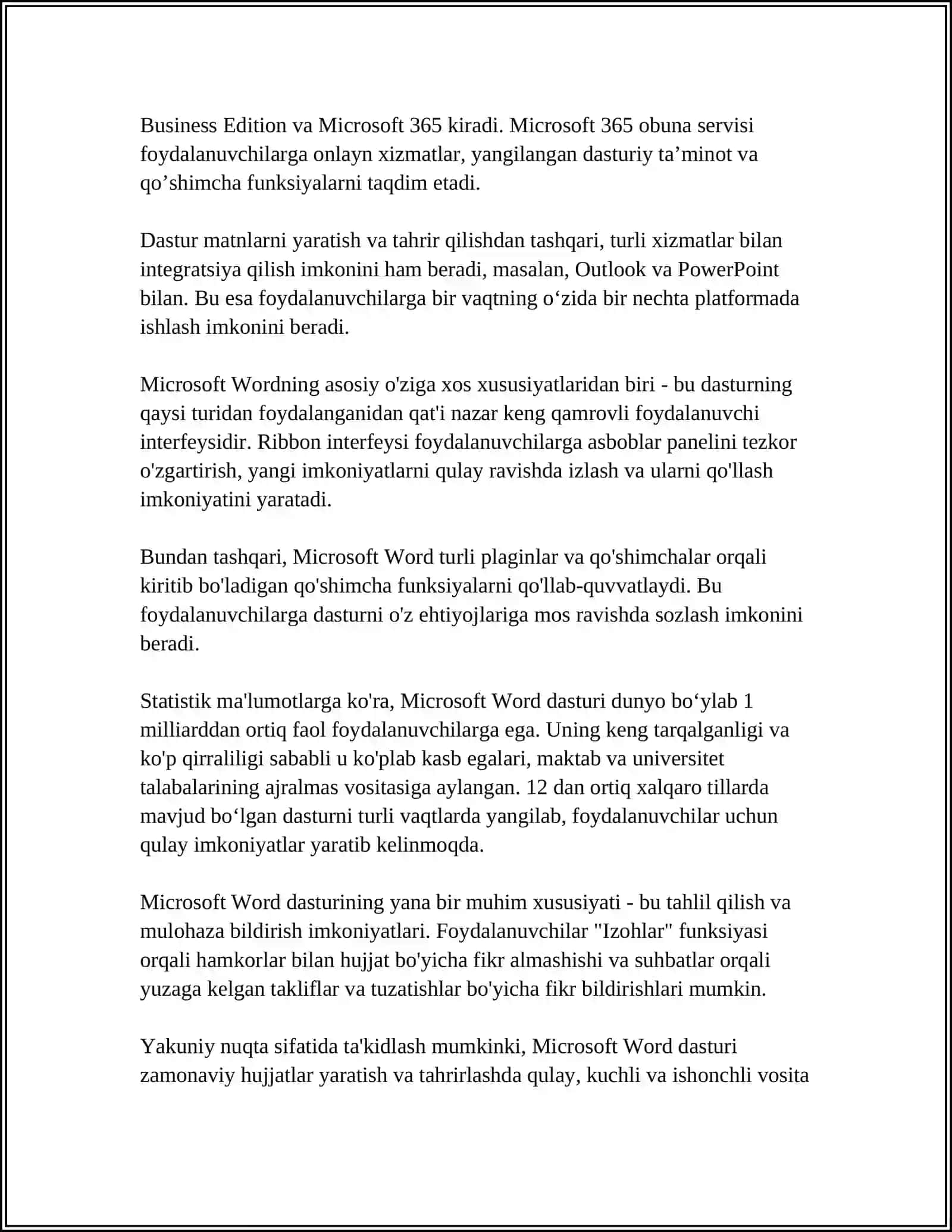 MICROSOFT WORD MATN MUHARRIRI VA UNING INTERFEYSI 4