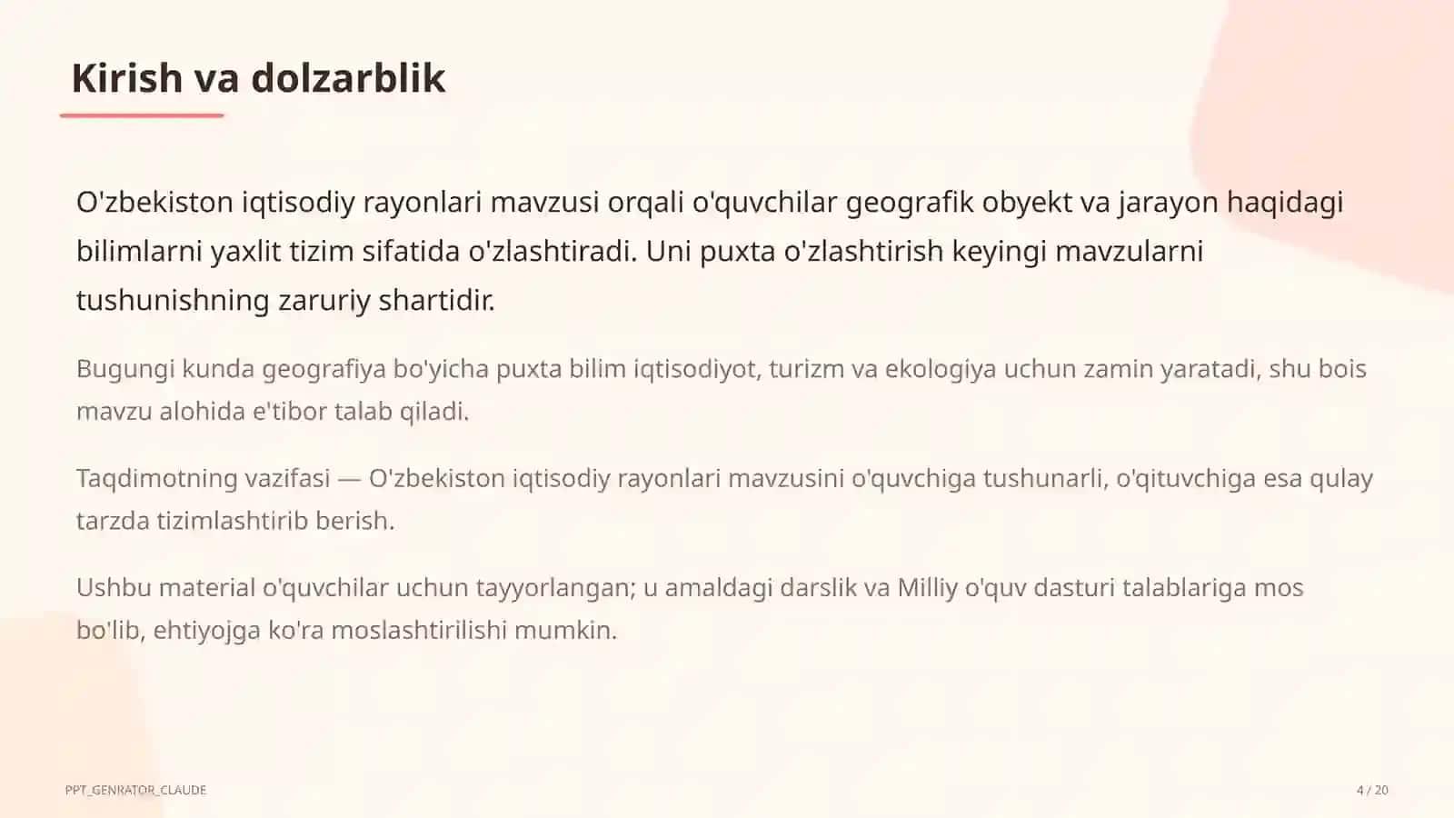 O'zbekiston iqtisodiy rayonlari (9-sinf) 4