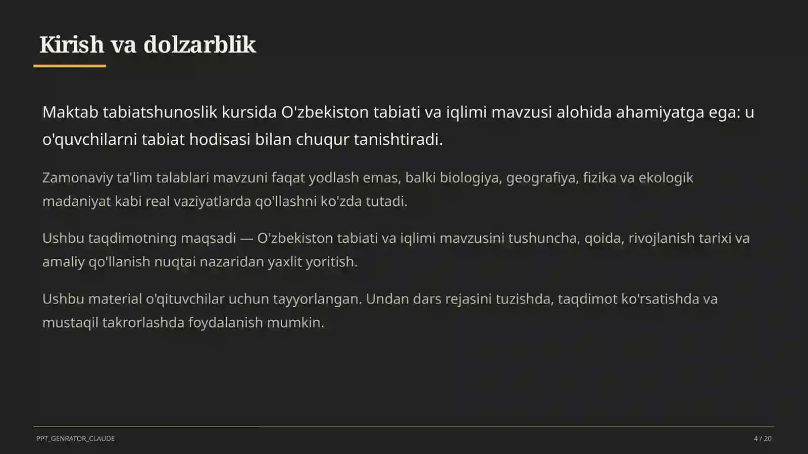 O'zbekiston tabiati va iqlimi (4-sinf) 4