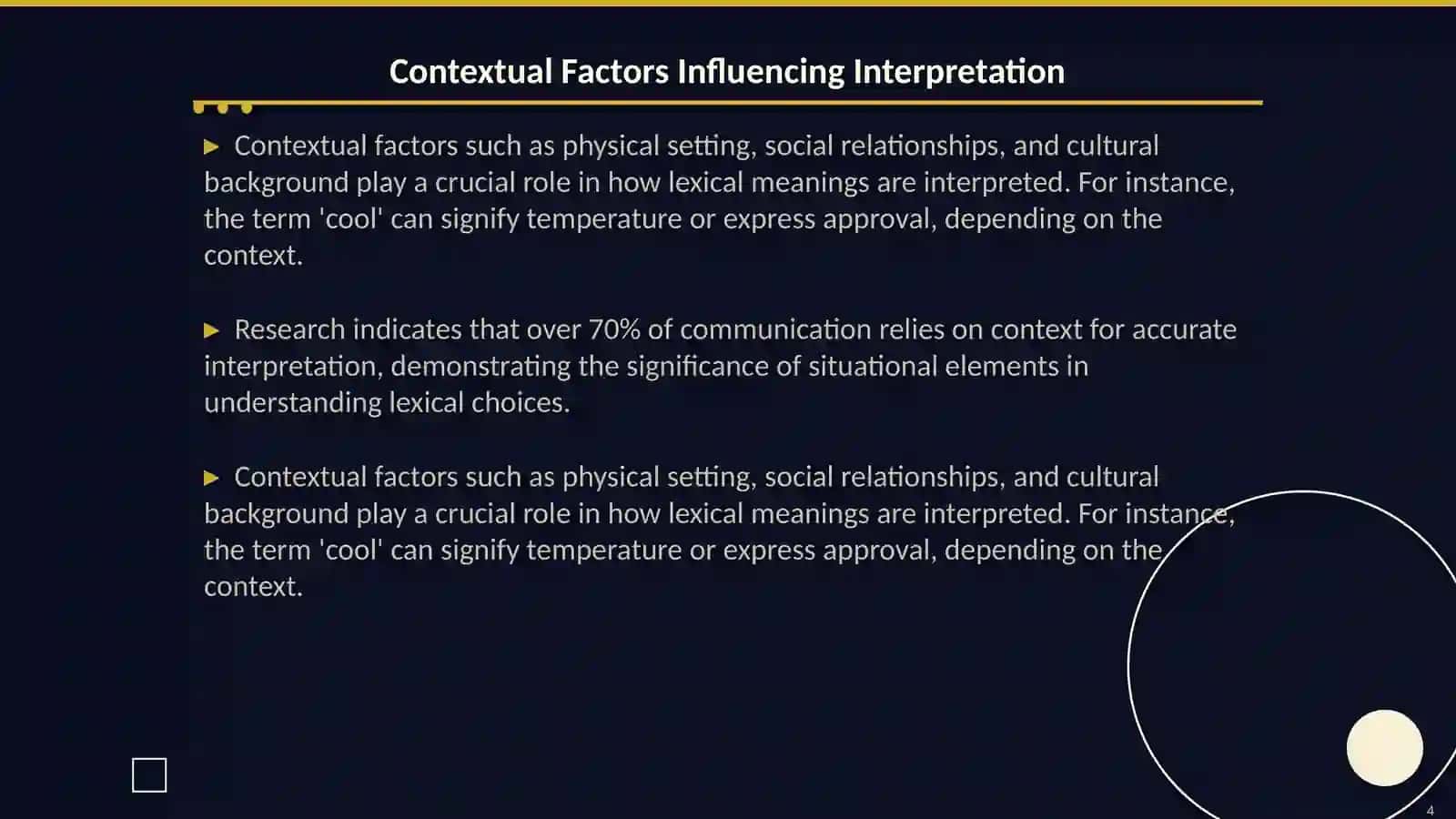 Pragmatic Variation of Lexical Meaning in Different Contexts 4