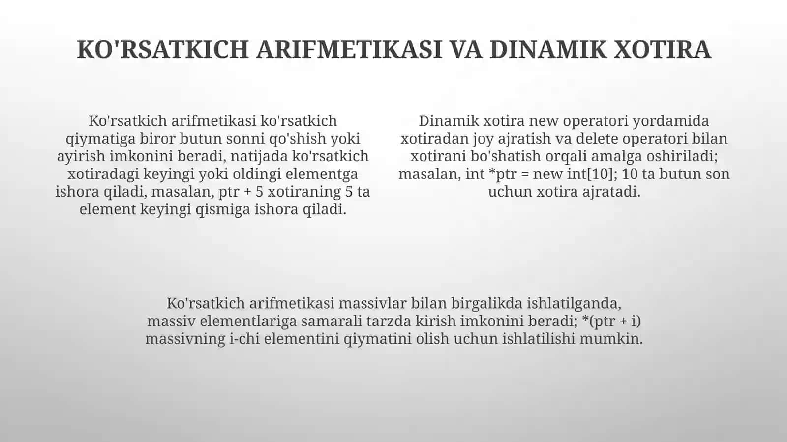 C++koʻrsatkichlar mavzusi 4