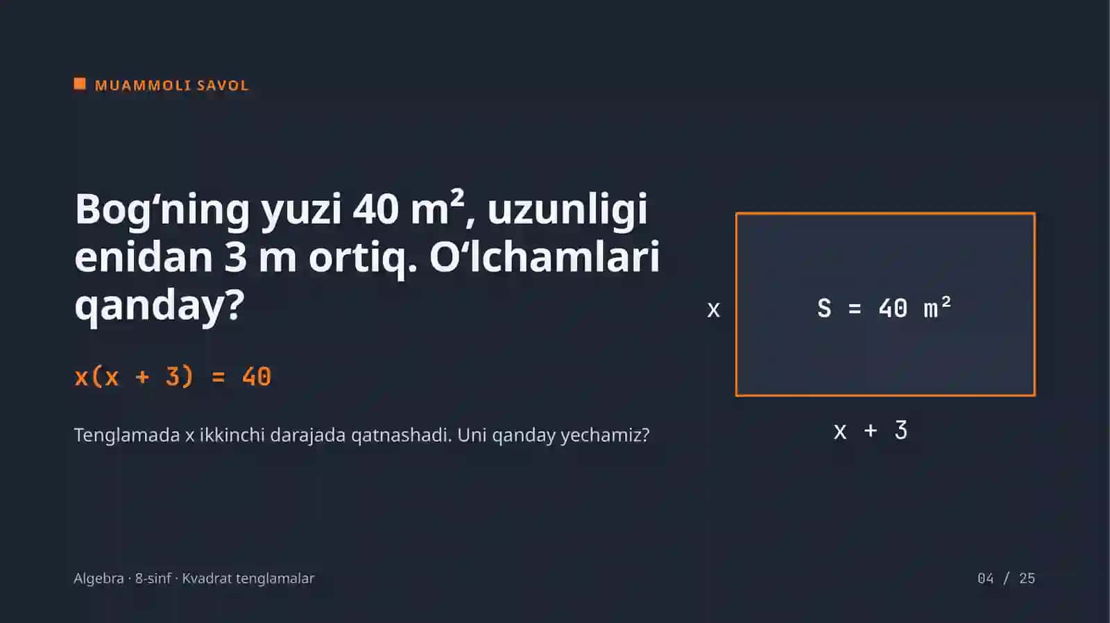 Kvadrat tenglamalar 4
