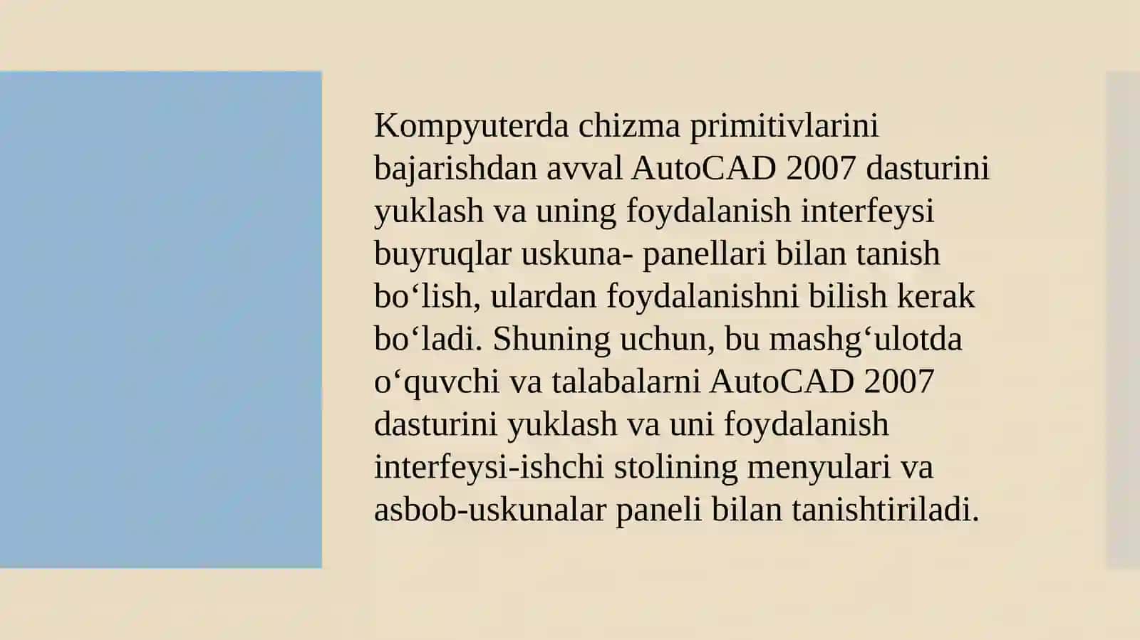 AutoCAD dasturining interfeysi 4