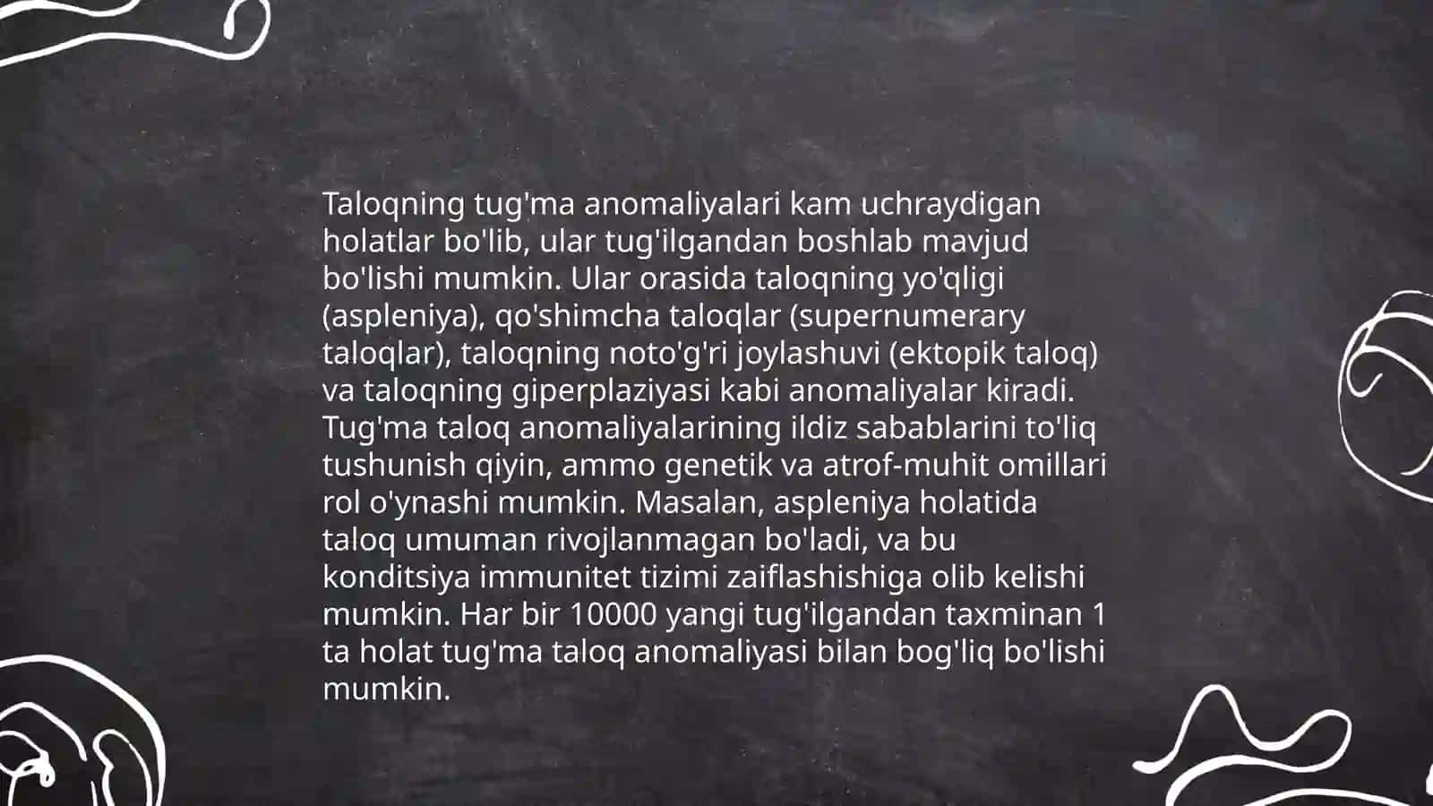 Taloqning tug'ma anomaliyalari va o'smalari.Timusning rivojlanish buzilishlari 4