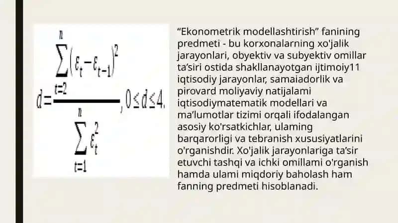 Ekonometrik model yaratish 4