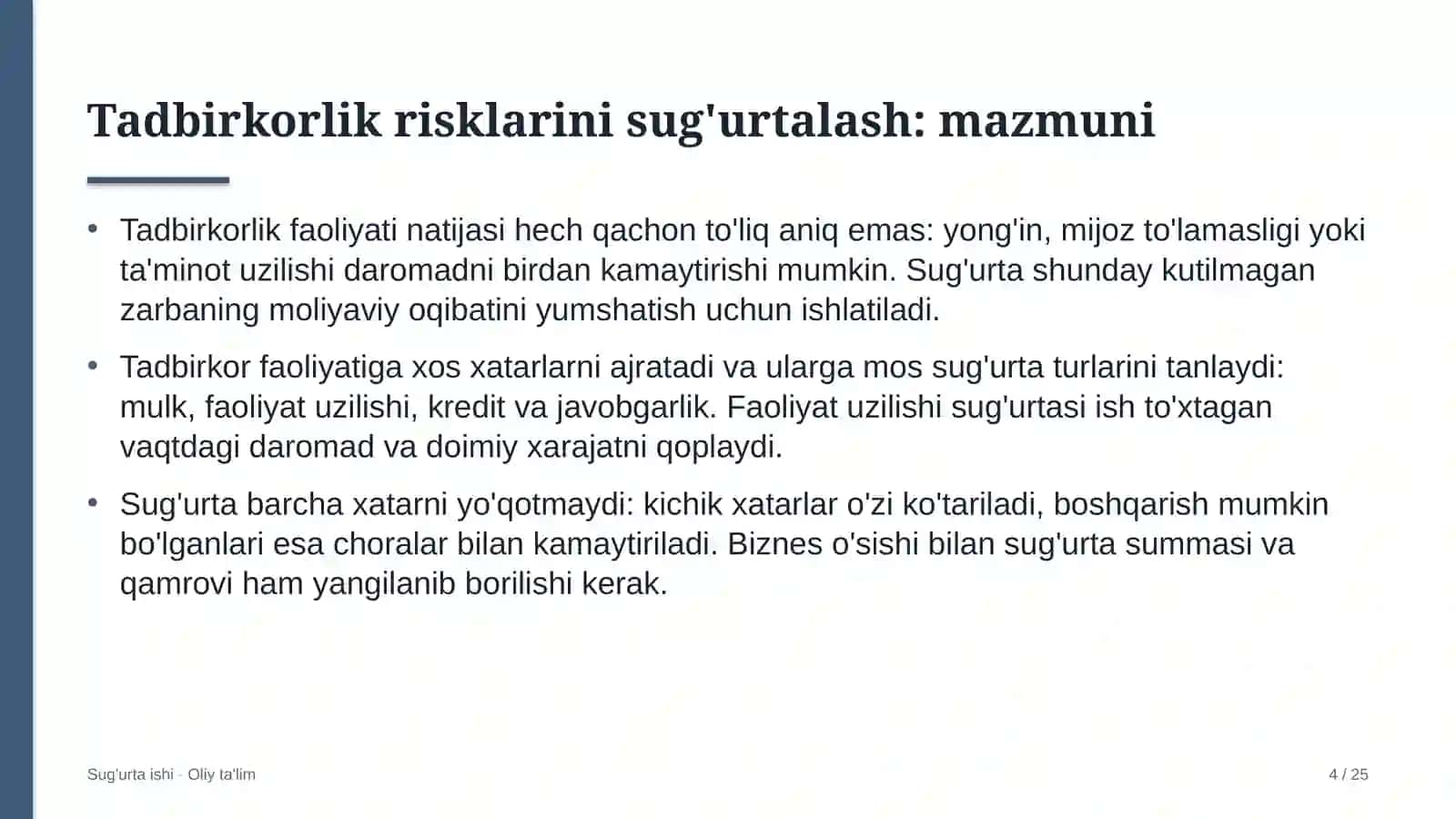 Repetitorlik faoliyatida tadbirkorlik risklarini sug'urtalash 4