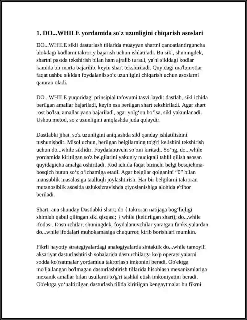 DO...WHILE SO'Z UZUNLIGI 4