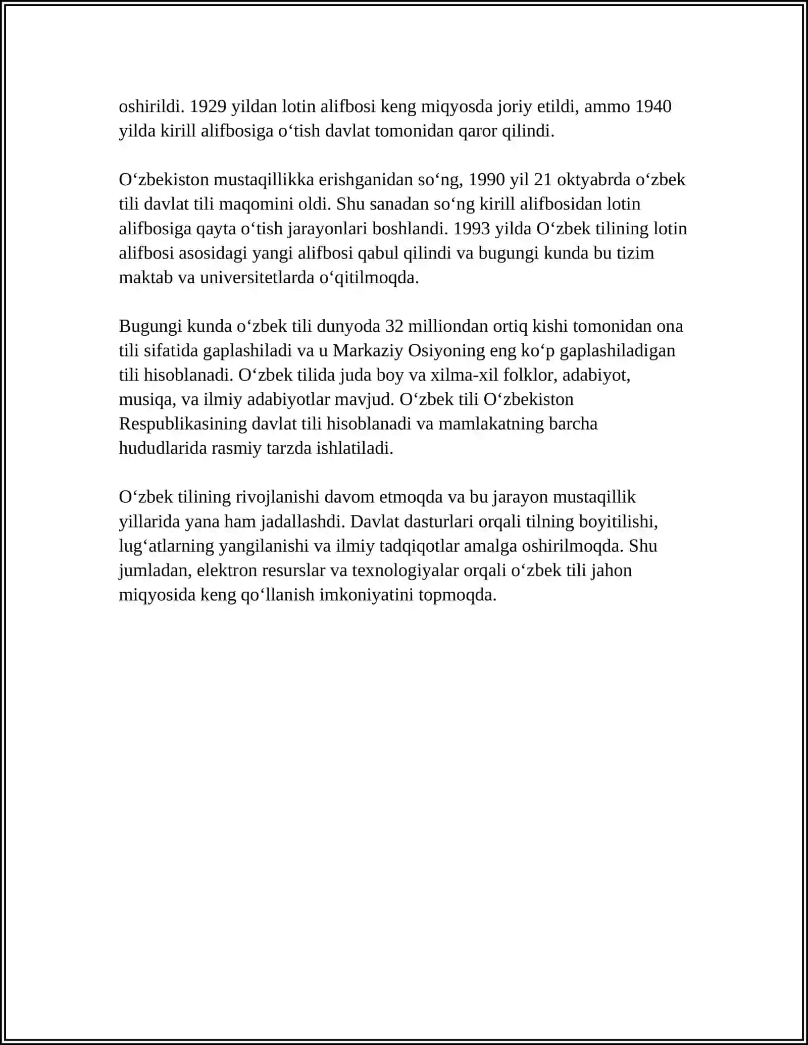 O‘zbek tili va yozuvi tarixi 4