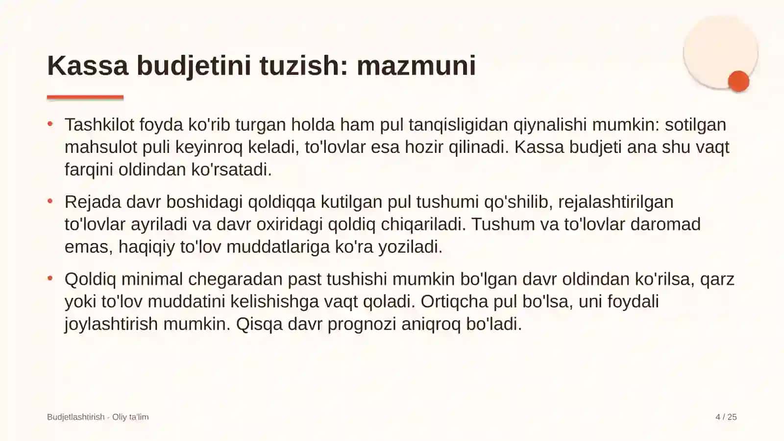 Internet-provayderlarda kassa budjetini tuzish 4