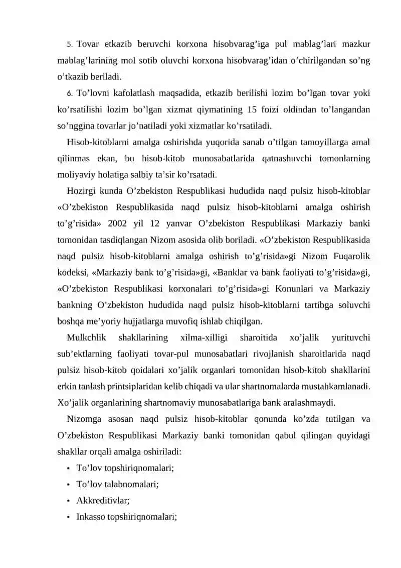 Naqd pulsiz hisob-kitoblarni tashkil qilish 4