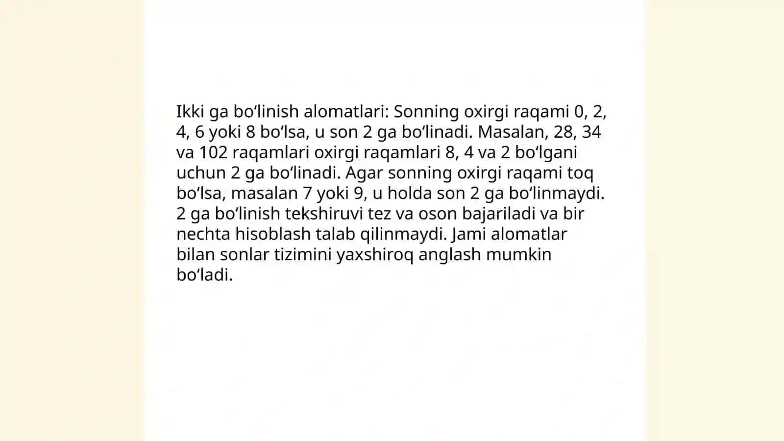 Bo'linish alomatlari 4