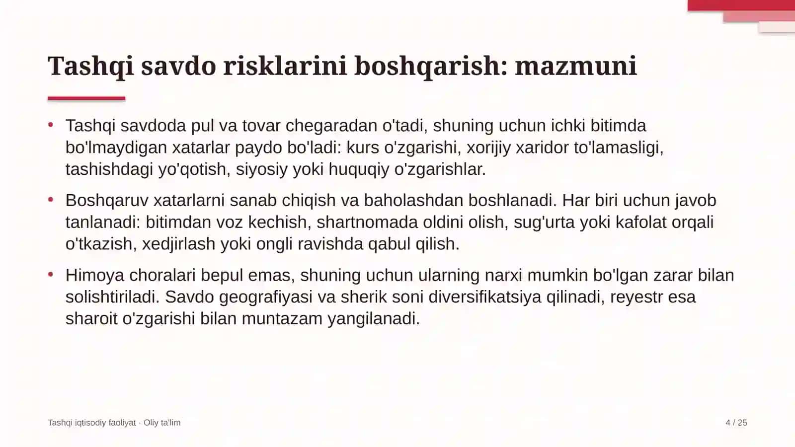 Ichki turizmda tashqi savdo risklarini boshqarish 4