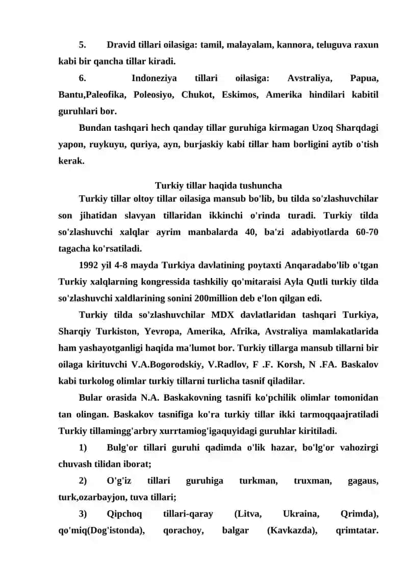 Dunyo tillarining tasnifi 4