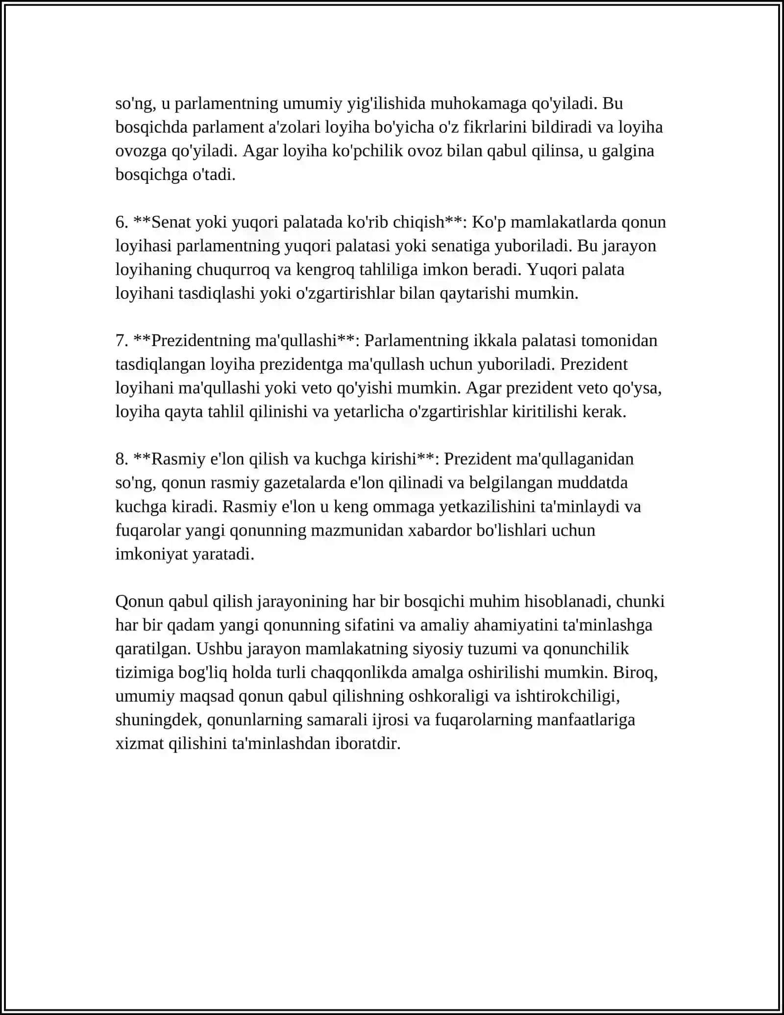 Qonun Qabul Qilish Jarayoni 4