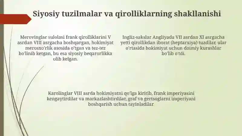 G'arbiy Yevropa davlatlarining ilk o'rta asrlari 4
