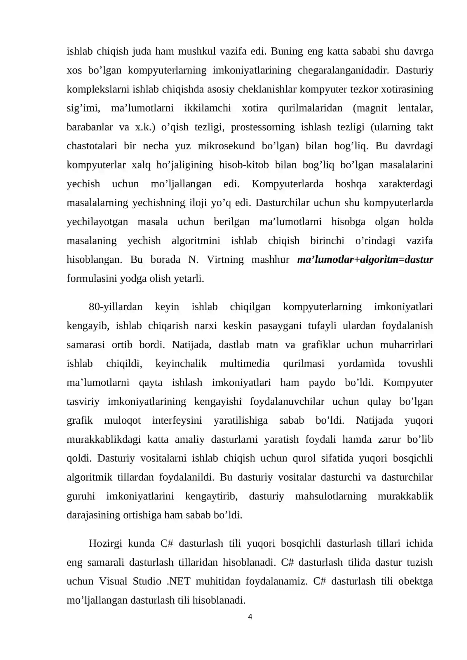 MAVZU: C# DASTURLASH TILIDA BUDILNIK DASTURINI YARATISH 4