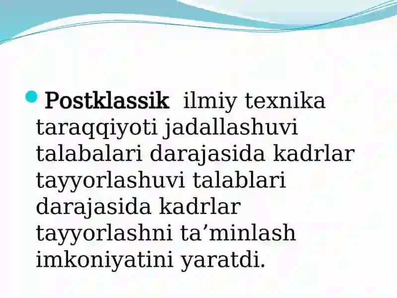 Postklassik fantushunchasi 4