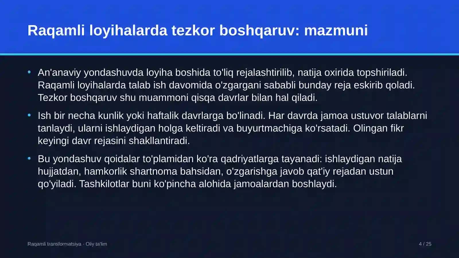startaplarda raqamli loyihalarda tezkor boshqaruv usullarini qo'llash 2272 4