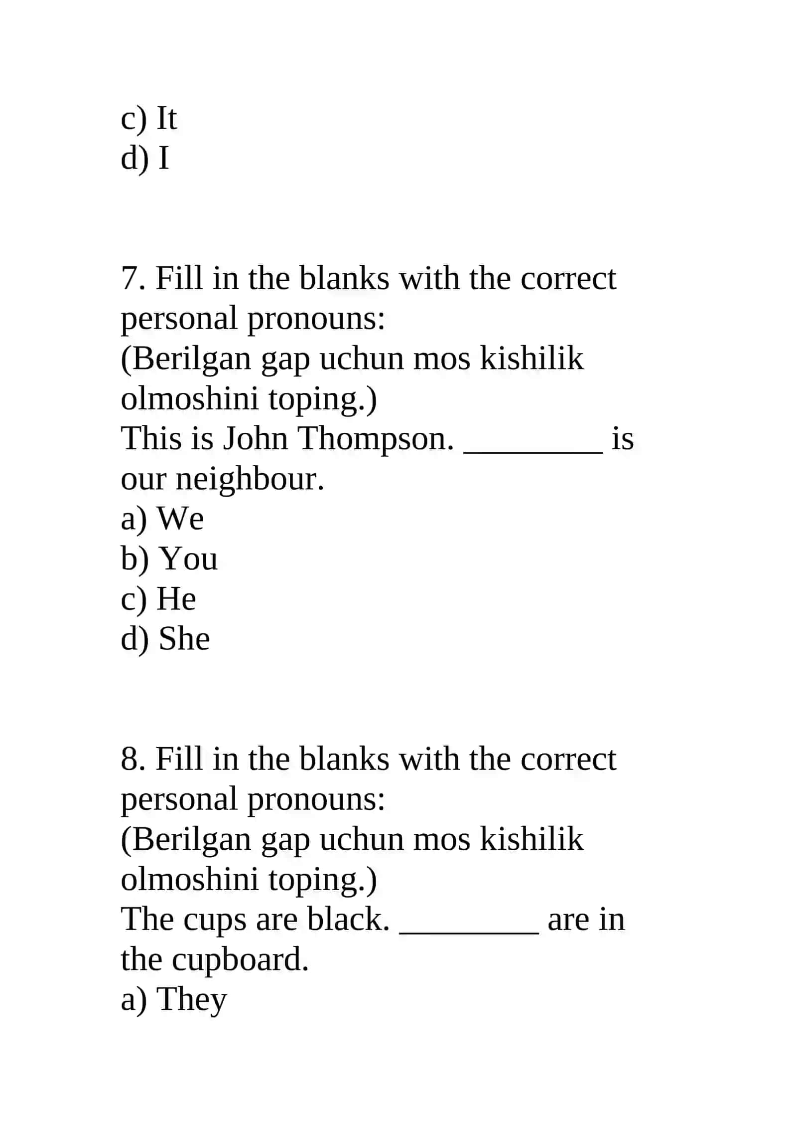 Kishilik olmoshlari 4