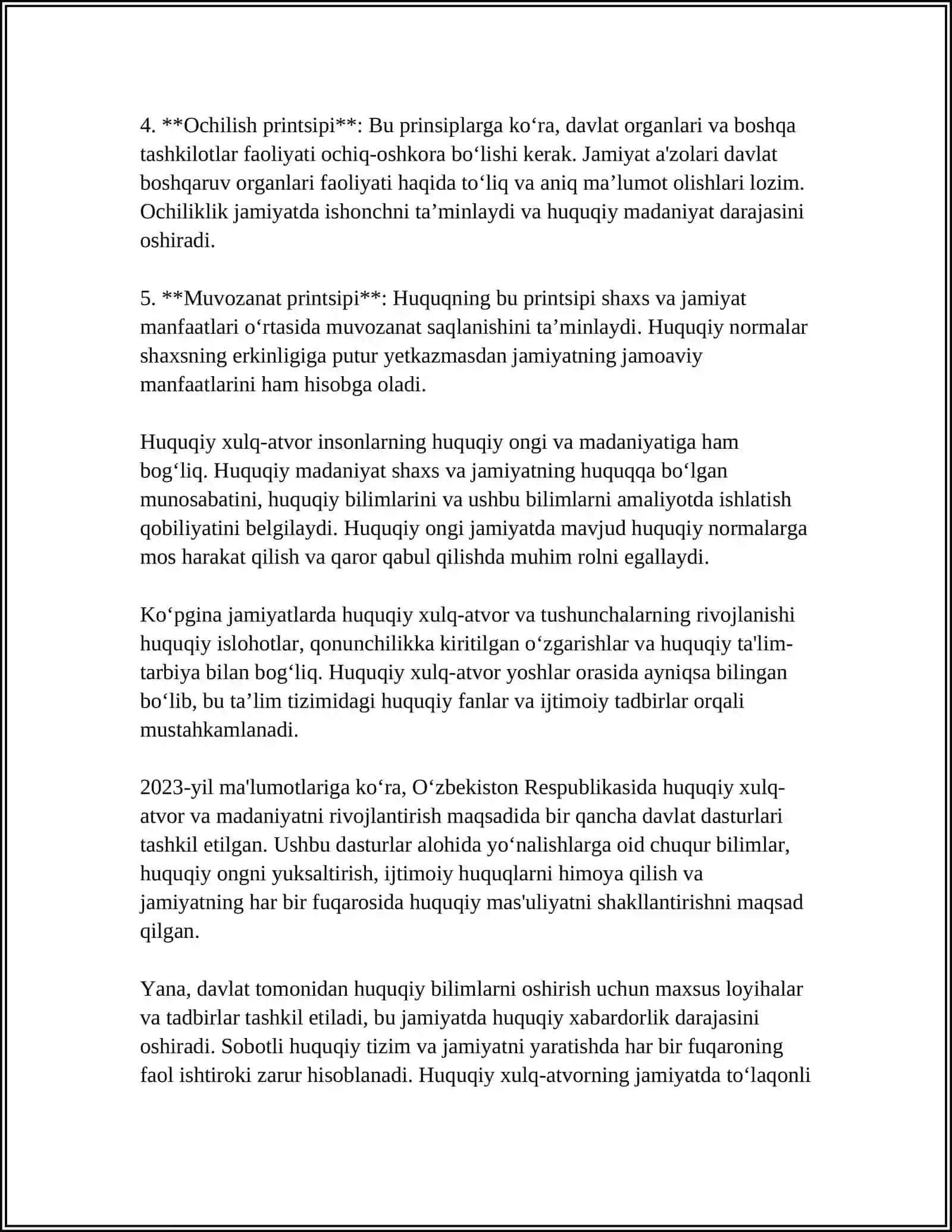 HUQUQIY XULQ-ATVOR.HUQUQBUZARLIK VA YURIDIK JAVOBGARLIK 4