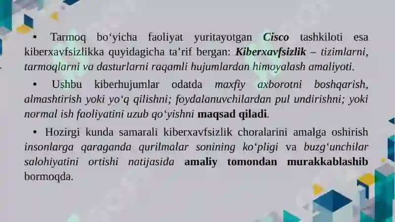 RAQAMLI XAVFSIZLIK  MASALALARI 4