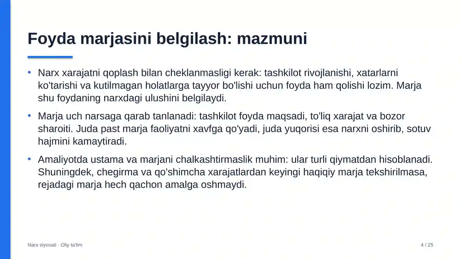 Foyda marjasini belgilash: mohiyati 4