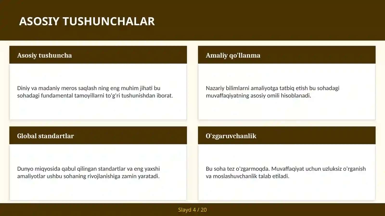 Diniy va Madaniy Meros Saqlash 4