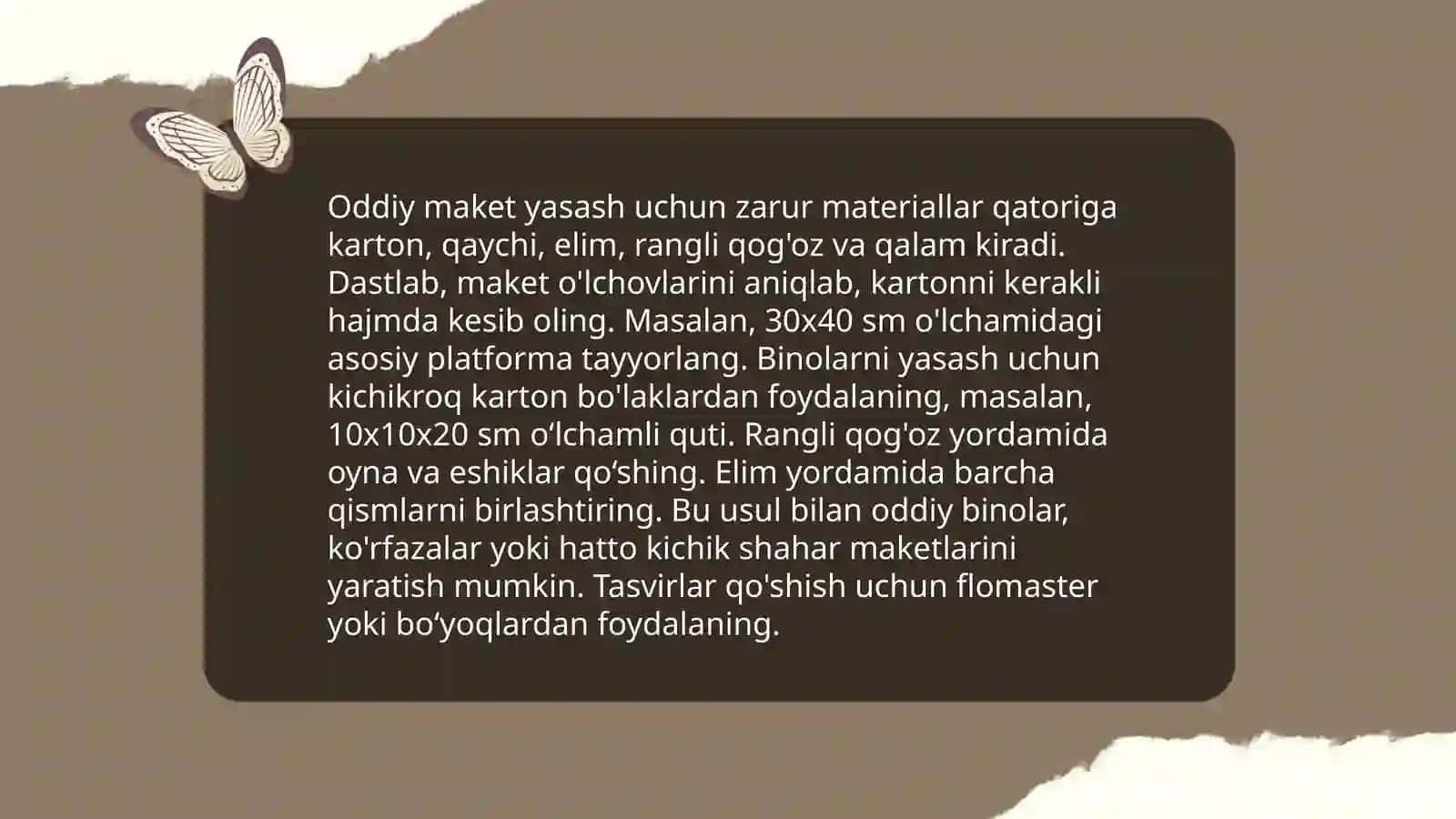 Boshlang`ich sinf texnologiya (1-2-3-4 sinflar) darslari uchun ishlanmalar tayyorlash 4