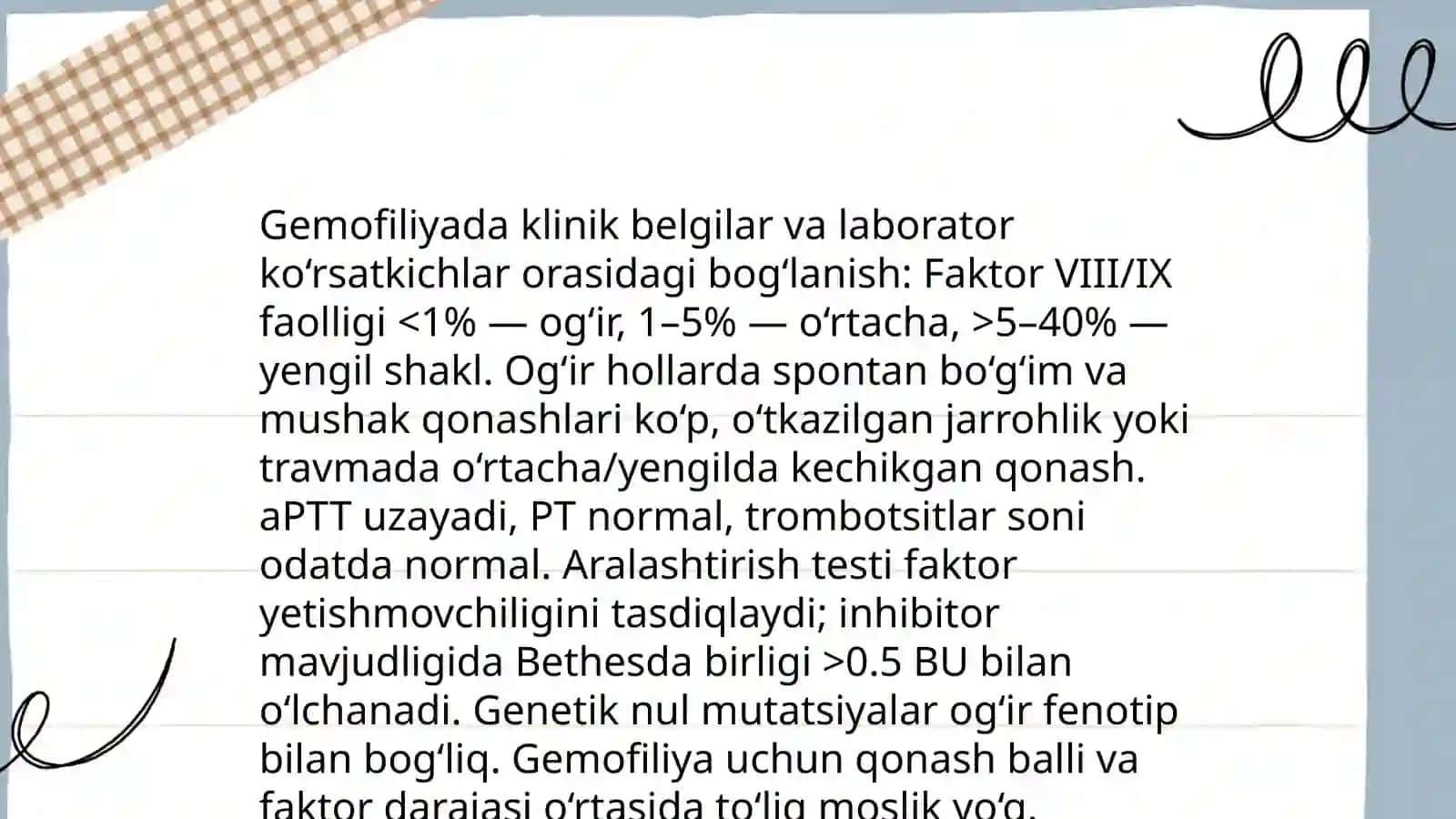 Gemofiliya klinik-laborator diagnostikasi 4
