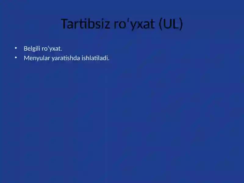 HTML DA RO‘YXATLAR YARATISH 4