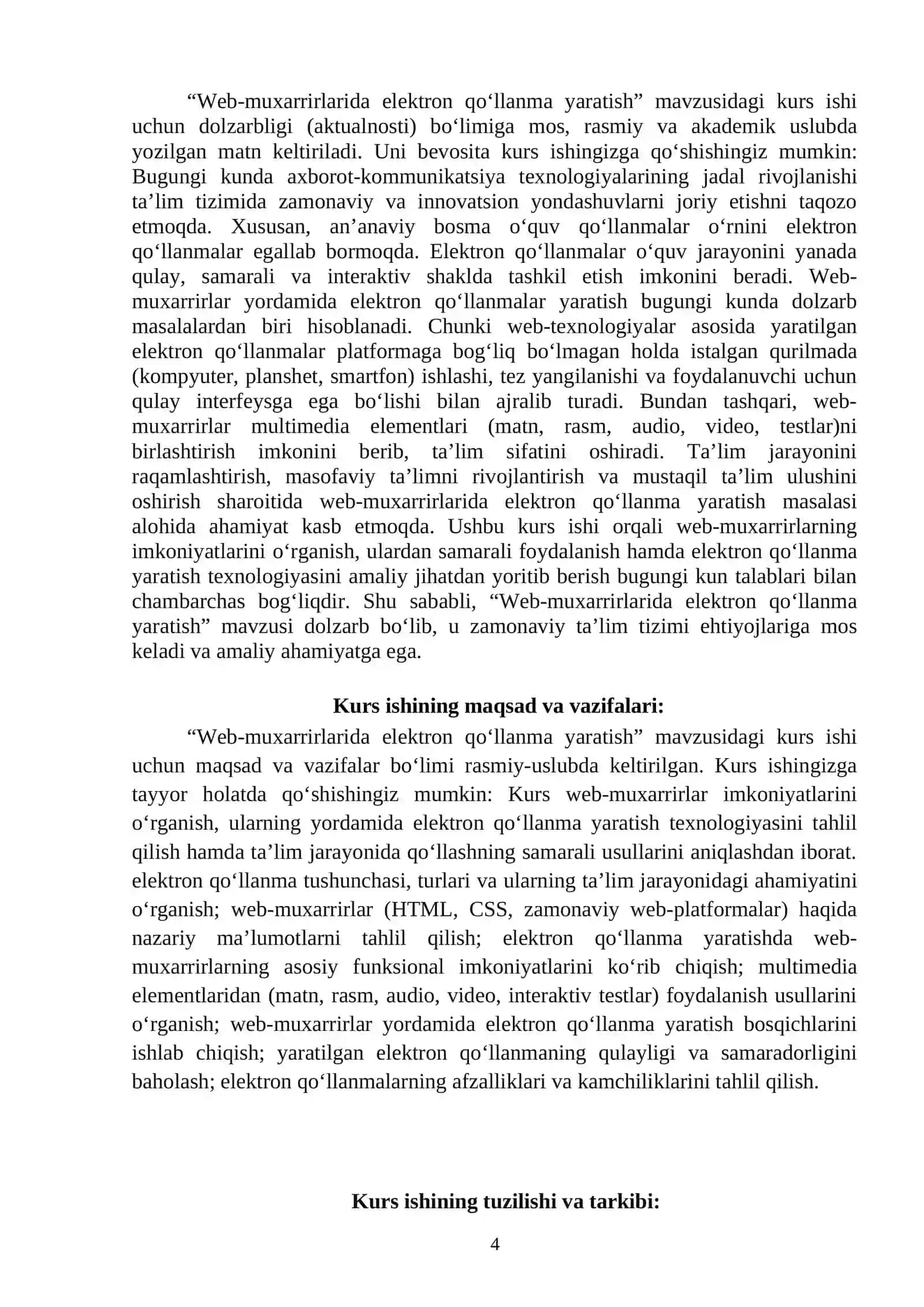 Web-muxarrirlarida electron qo’llanma yaratish 4