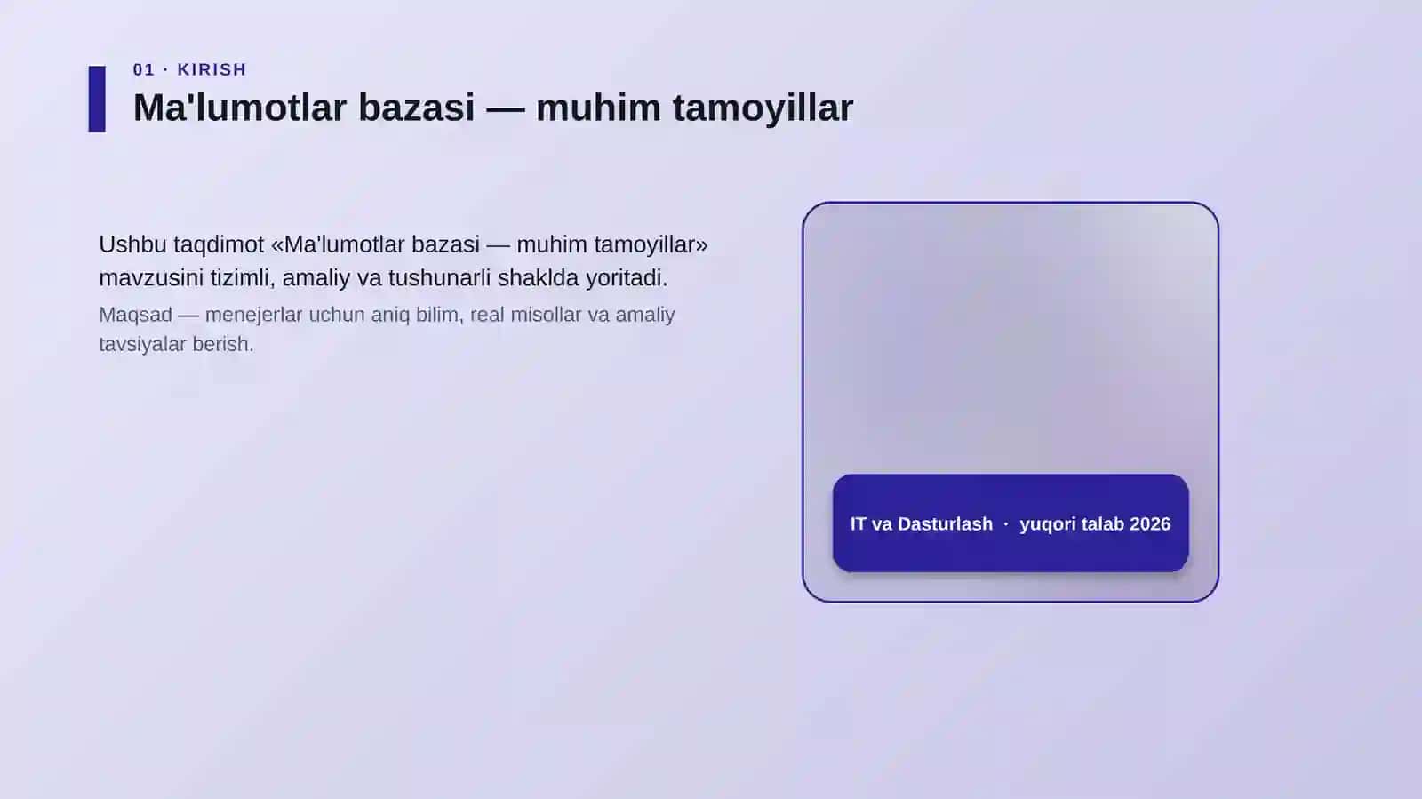 Ma'lumotlar bazasi - muhim tamoyillar 4