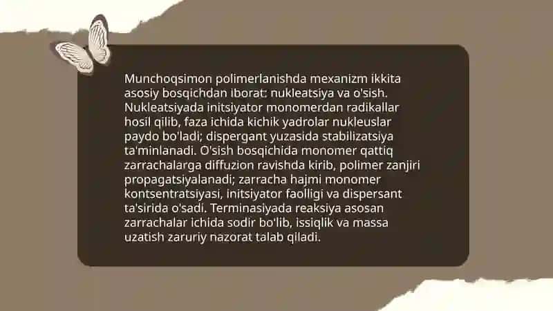 Stirolning munchoqsimon polimerlanishi 4