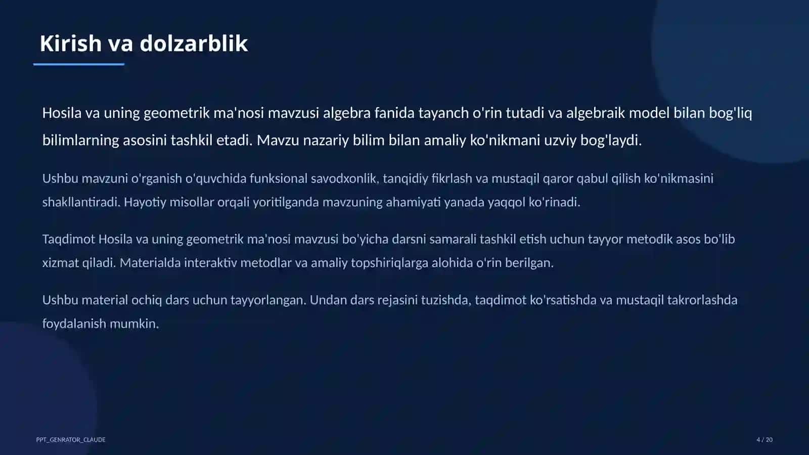 Hosila va uning geometrik ma'nosi (11-sinf) 4