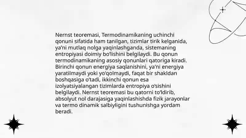 Nernst teoremasining mohiyati 4