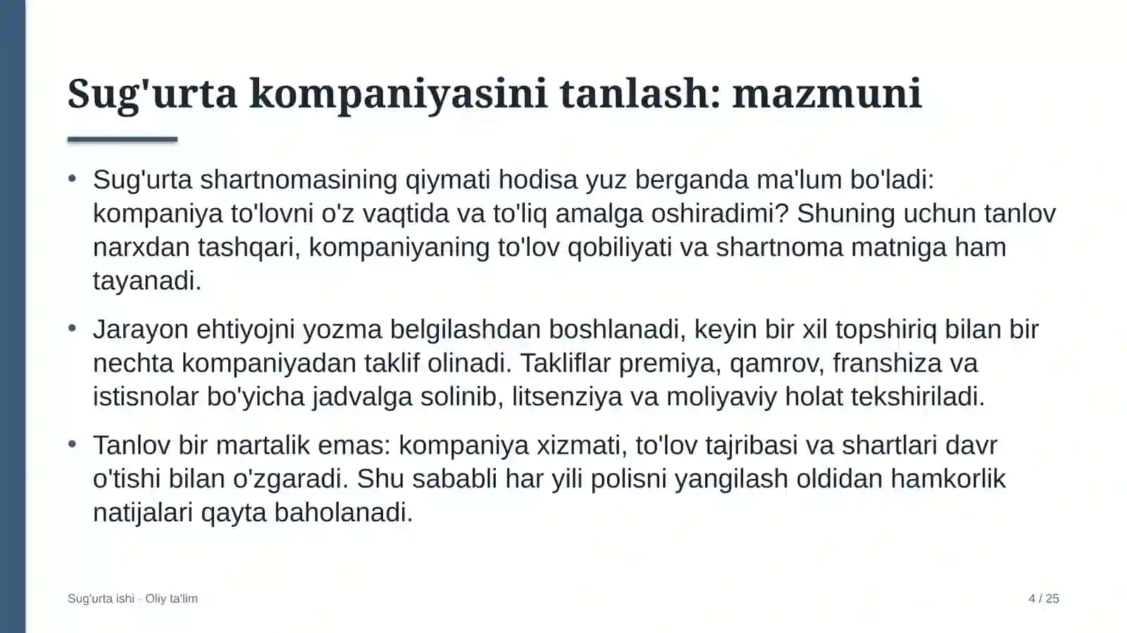 muhandislik qidiruv ishlarida sug'urta kompaniyasini tanlash 7477 4