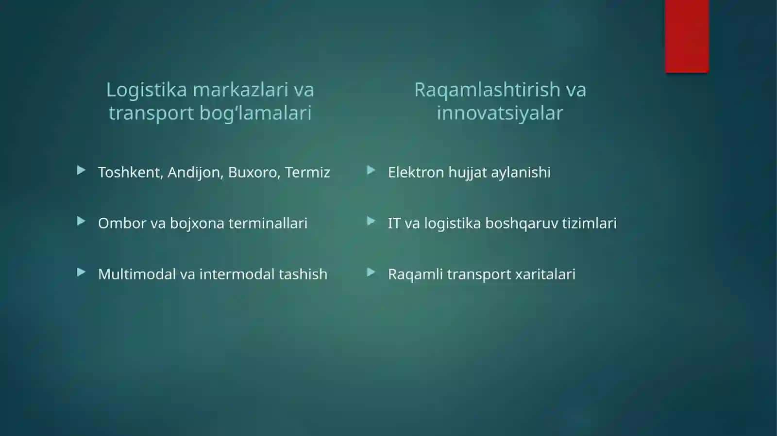 Transport-logistikasiyosatining asosiy maqsadlari 4