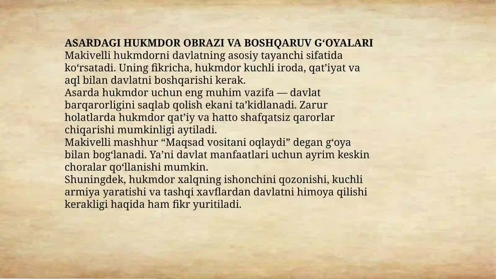 Hukmdor asarining yaratilish tarixi 4