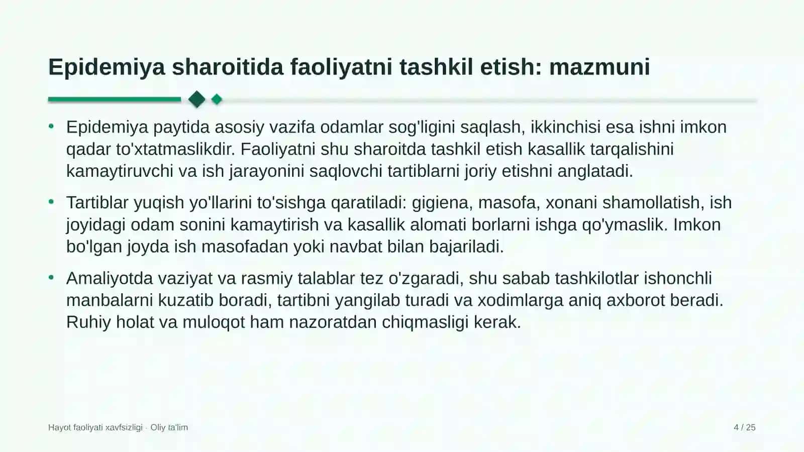 Doktoranturada epidemiya sharoitida faoliyatni tashkil etish 4