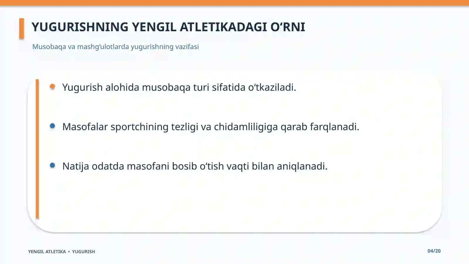 YENGIL ATLETIKA:YUGURISH 4