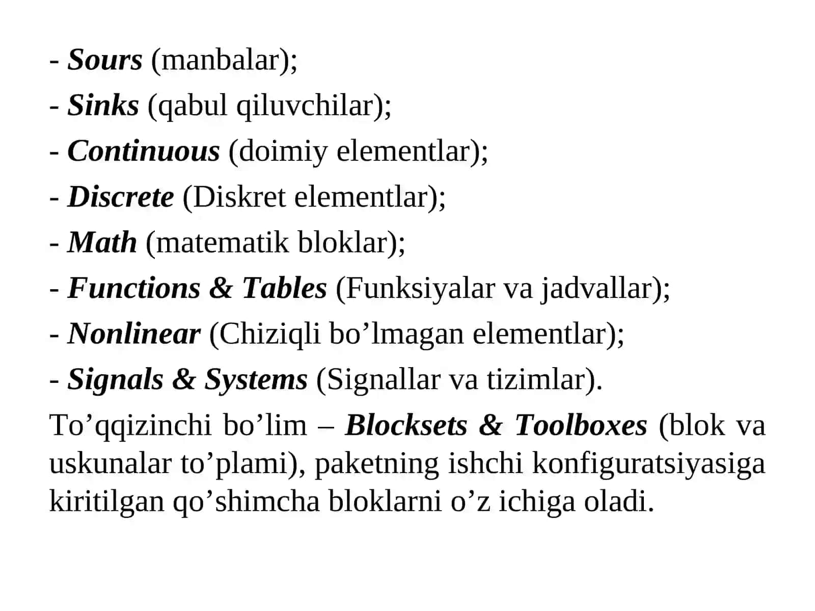 SimuLink blok kutubxonasi 4