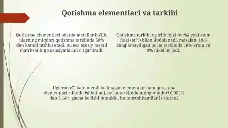 Metal qotishmalar turlari va tarkibi 4