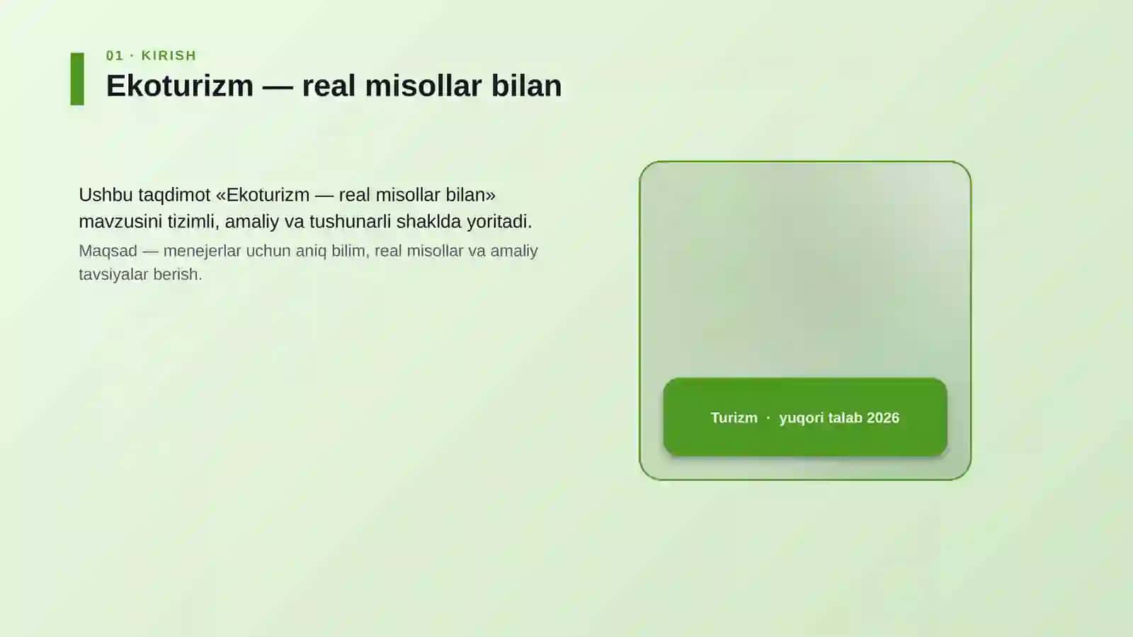 Ekoturizm — real misollar bilan 4