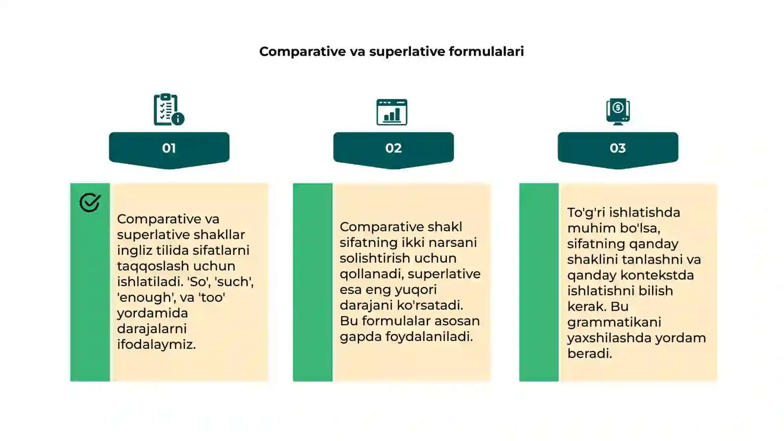Comparative and superlative so, such, enough, too 4