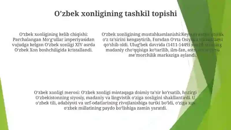 Oʻzbek Xalqining Shakllanish Jarayoni 4